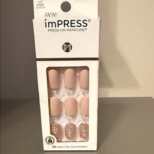 imPRESS Blush and Gold Glitter Press-On Nails